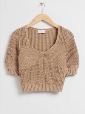 & Other Stories CROPPED SWEETHEART BUSTIER KNIT TOP
